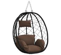 Chaise œuf suspendue couleur café en rotin poly sans support