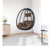 Chaise œuf suspendue couleur café en rotin poly sans support
