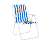 Chaise Ultra Pliante d'Extérieur à Rayures Bayadère - Bleu - 44 x 52 x 75 cm