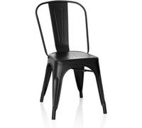 hjh OFFICE 645038 Chaise bistrot VANTAGGIO Brush Métal Noir Mat, Style Industriel, empilable