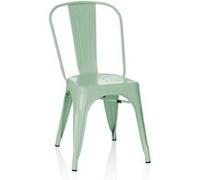 HJH Office Chaise bistrot VANTAGGIO Brush Métal Vert pastel Style industriel empilable