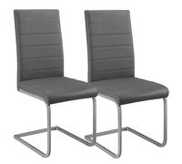 Chaise Vegas à piétement luge en similicuir Gris