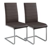 Chaise Vegas à piétement luge en similicuir Marron