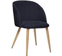 Atmosphera - Fauteuil Celeste - Bleu - Velours côtelé - Pieds métal Imitation chêne