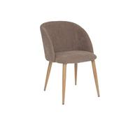 Atmosphera - Chaise Celeste - Velours côtelé - Pieds Imitation chêne - Gris Taupe