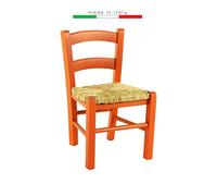 Chaise Venise Bébé Enfants Basse Enfant Bois Fête Colorée Restaurant Cuisine Paille (Orange 1)