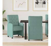 vidaXL Chaise de salle à manger avec roues en velours 2 pcs Vert marin