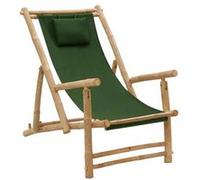 Vidaxl Chaise De Terrasse Bambou Et Toile Vert Vert