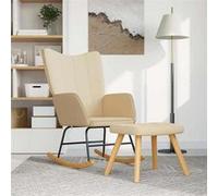 Vidaxl Chaise À Bascule Avec Tabouret Crème Tissu Multicolore
