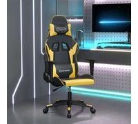 vidaXL Chaise de jeu avec repose-pied en similicuir Noir et doré