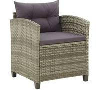 Chaise de jardin avec coussins Résine tressée Gris