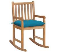 Chaise vidaxl en teck non pliable H. 106 cm interieur bleu Bleu G