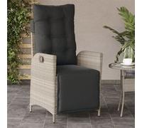 vidaXL Chaise Inclinable de Jardin avec Repose-Pied, Siège de Patio, Meuble de Terrasse Arrière-Cour Patio Extérieur, Gris Clair Résine Tressée