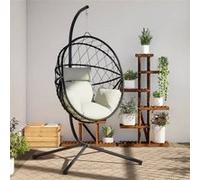 vidaXL Chaise suspendue en forme d'œuf – Support beige en rotin et acier