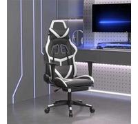Chaise de Jeu de Massage avec Repose-pied Noir&Doré Similicuir Bureau vidaXL