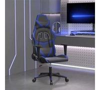 vidaXL Chaise de jeu de massage Similicuir Noir et Bleu avec repose-pied