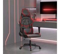 vidaXL Chaise de jeu de massage, similicuir, avec repose-pied noir et doré