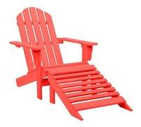 Vidaxl Chaise De Jardin Adirondack Avec Pouf Bois De Sapin Rouge