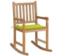 Chaise à bascule avec coussin vert vif Bois de teck solide