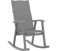 Bois d'Acacia Massif Chaise à Bascule avec Coussins Gris Fauteuil vidaXL
