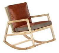 Vidaxl Chaise À Bascule Marron Cuir Véritable Et Manguier Massif Multicolore