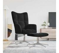 vidaXL Chaise de relaxation avec repose-pied Noir Velours
