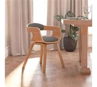 Lot de 4 Chaises à Manger Sièges Cuisine Gris Clair Bois Courbé et Tissu vidaXL