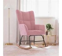vidaXL Chaise à bascule 328143 Velours rose Bois massif H. 98 cm Rose G
