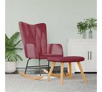 Vidaxl Chaise À Bascule Avec Tabouret Rouge Bordeaux Tissu Rouge