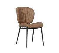 Chaise vintage gris tourterelle avec pieds en métal noir - Elice