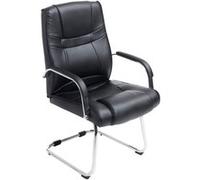 CLP Chaise Cantilever Attila XXL avec Accoudoirs - Fauteuil Oscillant de Bureau en Similicuir - Chaise de Salle à Manger Rembourrée Charge Max 1, Couleur:Noir