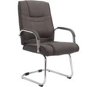 CLP Chaise Cantilever Attila Tissu avec Accoudoirs I Fauteuil Oscillant avec Piètement Luge Métal Chromé I Chaise De Salle A Manger Rembourrée, Couleur:Gris foncé