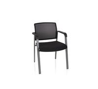 hjh OFFICE 738105 Chaise Visiteur Meet Tissu/Filet Noir Chaise rembourrée avec accoudoirs, Chaise de conférence empilable