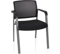 hjh OFFICE 738105 Chaise Visiteur Meet Tissu/Filet Noir Chaise rembourrée avec accoudoirs, Chaise de conférence empilable