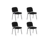 HJH Office Chaises visiteurs XT 600, Lot de 4, tissu noir/argenté, rembourrées, empilables