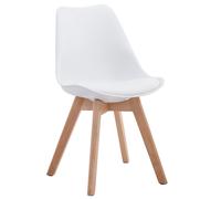 Chaise visiteur CLP Borneo V2 similicuir avec coque en plastique,blanc naturel
