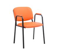 Chaise visiteur CLP Ken Pro similicuir avec accoudoirs et protections de sol,orange