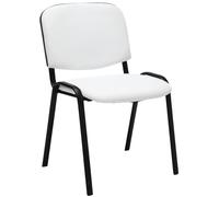 Chaise Visiteur Empilable Ken Similicuir I Chaise de Reception Confortable avec Dossier Pieds en Métal Robuste I Couleur:, Couleur:Blanc