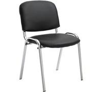 CLP Chaise de conférence Ken empilable, cuir synthétique, métal aspect chromé, noir