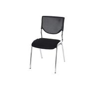 Chaise visiteur T401 tissu textile siège noir pieds chromés