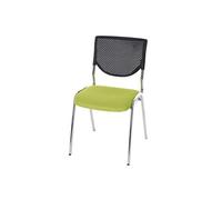Chaise visiteur T401 tissu textile siège vert pieds chromés