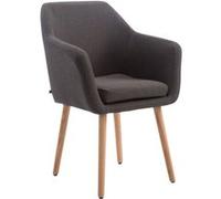 CLP Chaise Retro De Salle A Manger Utrecht en Tissu I Assise Et Dossier Rembourrés I Chaise Design avec Accoudoirs I Piétement en Bois Solide, Couleur:Gris foncé, Couleur du Cadre:Natura