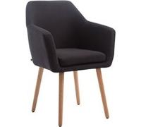 CLP Chaise Retro De Salle A Manger Utrecht en Tissu I Assise Et Dossier Rembourrés I Chaise Design avec Accoudoirs I Piétement en Bois Solide, Couleur:Noir, Couleur du Cadre:Natura