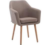 CLP Chaise Retro De Salle A Manger Utrecht en Tissu I Assise Et Dossier Rembourrés I Chaise Design avec Accoudoirs I Piétement en Bois Solide, Couleur:Taupe, Couleur du Cadre:Natura