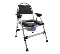 Chaise WC pour seniors, pliable, siège de toilette surélevé, avec poignées, chaise en acier pliable avec 5 hauteurs réglables, capacité de charge de 150 kg, pour les personnes âgées, les femmes