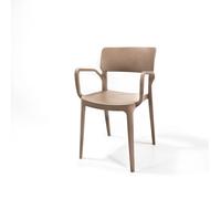 Chaise Wing en Plastique Empilable avec Accoudoirs - Lot de 4 - Veba - Beige - l- L1- P- h Beige - l- L1- P- h