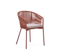 Chaise Yanet en corde couleur terre cuite et pieds en acier galvanisé