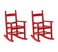 Chaises à Bascule pour Enfants 2 Pièces Rouge Bois de Peuplier Massif