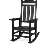 VEVOR Chaise à bascule, capacité de charge 181,44 kg, chaise berçante d'extérieur HIPS, fauteuil de relaxation à dossier haut avec accoudoirs lisses, pour jardin, balcon, porche, terrasse, patio, noir