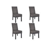 Chaises à dîner 4 pcs Marron Rotin Kubu et bois de manguier